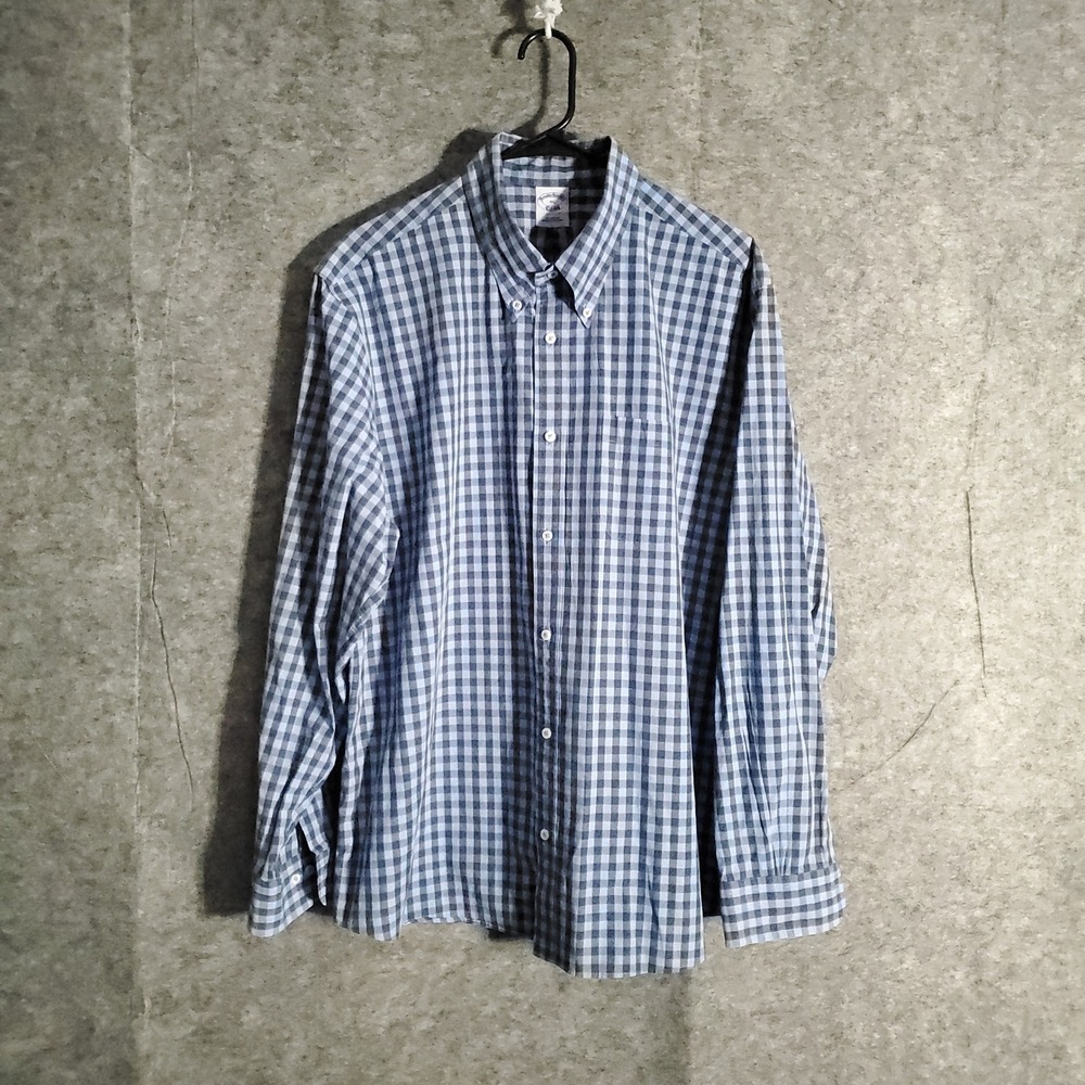 Brooks Brothers Gingham Button Down Shirt Men XL Cotton Long Sleeve Casual Check